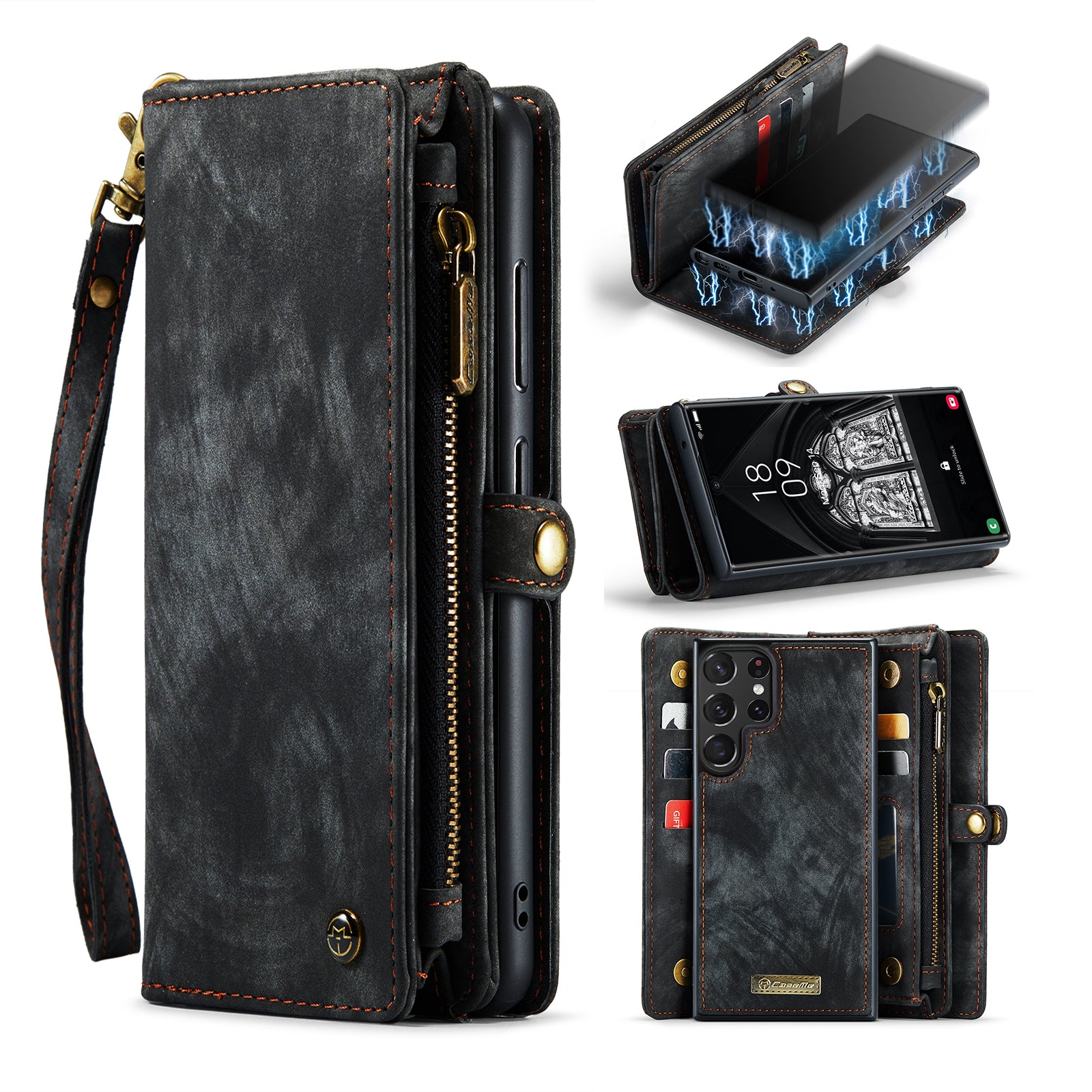 CASEME 008 Series for Samsung Galaxy S23 Ultra Multi-Functional PU Leather Adjustable Stand Flip Cover Detachable Magnetic Zipper Wallet Case CASEME 008 Series for Samsung Galaxy S23 Ultra Multi-Functional PU Leather Adjustable Stand Flip Cover Detachable Magnetic Zipper Wallet Case
